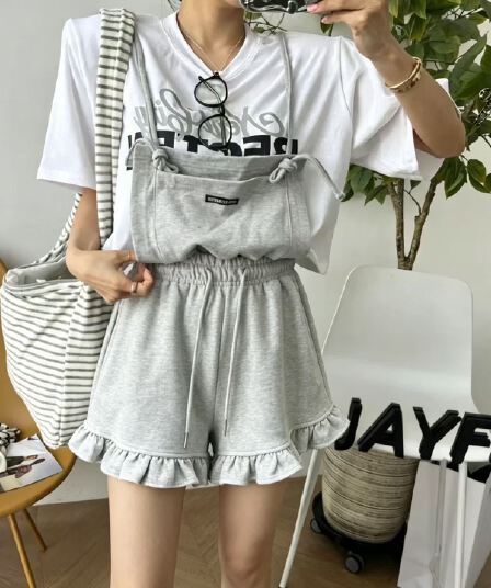 하이웨이스트 멜빵 바지 캐주얼 다용도 멜빵 바지 허리밴드 슬립 올인원 바지 레이스 바지 캐주얼 바지