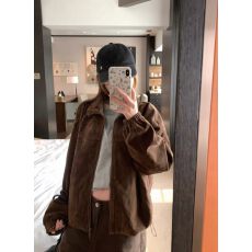 批发26秋<b class='q'>冬</b> 韩国chic复古小众宽松休闲长袖麂皮绒棒球服夹克外套
