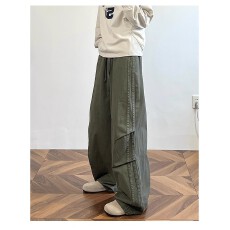 批发拼接条纹伞兵裤<b class='q'>情侣</b><b class='q'>夏</b>美式潮牌小众宽松工装裤高街直筒休闲裤子