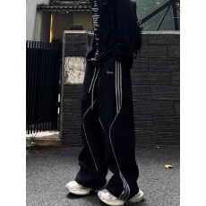 批发华棉复合 原版  美式<b class='q'>运动</b>2025年秋季新款宽松直筒阔腿休闲长裤子