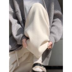 批发大码显瘦雪尼尔阔腿裤女春秋薄款高腰垂感直筒麦穗纹休闲裤子ins