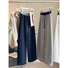 批发铆钉卫裤2025年新款可束脚两穿<b class='q'>运动裤</b>秋季高腰宽松撞色腰休闲弯刀