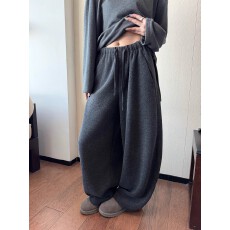 批发大码显瘦糯米香蕉裤加厚松弛慵懒弯刀裤休闲长裤