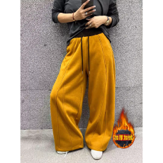 批发加绒加厚弯刀阔腿裤女<b class='q'>冬</b>季新款宽松高腰显瘦百搭高个子休闲香蕉裤