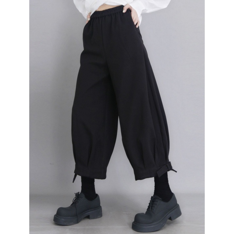 가을 겨울 신제품 검정색 꽃밭 바지 여성 9 포인트 와이드 레그 팬츠 작은 키 슬림해 보이는 하이웨이스트 다용도 캐주얼 바지