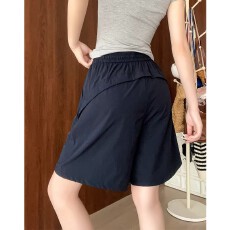 批发灰色速干工装短裤女夏薄款简约ins休闲<b class='q'>运动</b>小个子阔腿冰丝五分裤