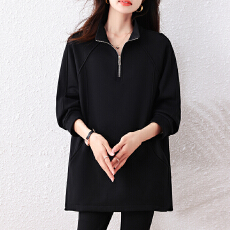 批发实拍2025大码女装秋冬新款加绒加厚卫衣<b class='q'>胖</b><b class='q'>MM</b><b class='q'>时尚</b>显瘦百搭中长款