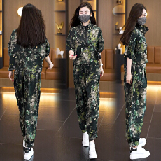 批发实拍2026年洋气<b class='q'>大码</b>女装套装胖MM印花时尚宽松显瘦<b class='q'>哈伦裤</b>两件套