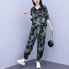 批发实拍2026夏季新款大码<b class='q'>女装</b>透气时尚宽松遮肉高级设计感<b class='q'>套装</b>