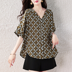 批发实拍2026夏季新款欧货宽松<b class='q'>大码</b>衬衣上衣时尚简约<b class='q'>雪纺衫女</b>