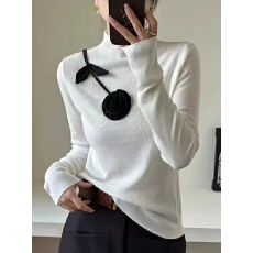 批发<b class='q'>韩版</b>立体花气质针织衫2025秋季流行新款上衣巨好看通勤<b class='q'>小衫</b>