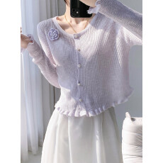 批发开<b class='q'>衫</b>女薄款吊带裙外搭空调罩<b class='q'>衫</b>夏季针织<b class='q'>衫</b>紫色披肩冰丝小坎肩仙气