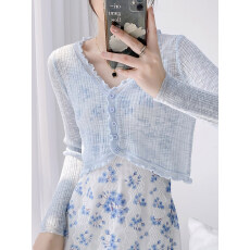 批发<b class='q'>针织衫</b>女开衫薄款吊带裙外搭罩衫夏季V领披肩冰丝小坎肩仙气外套