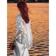 批发防晒衬衫女配吊带裙的外搭中长款<b class='q'>宽松</b>薄款后背开叉防晒衣