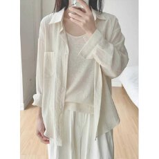 批发亚麻外搭防晒<b class='q'>衬衫</b>外套女夏季宽松空调衫罩衫棉麻<b class='q'>衬衣</b>上衣
