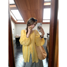 批发九分灯笼袖上衣女两面穿防晒小衫