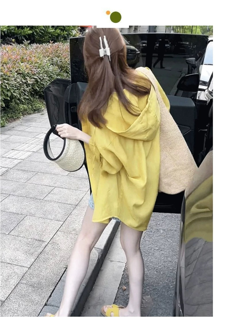 패션 외국 가스 중간 길이 자외선 차단 의류 긴팔 셔츠 여성 코트 봄 얇고 가벼운 통기성 캐주얼 다용도 블라우스
