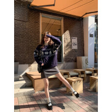 批发圣诞氛围感提花圆领<b class='q'>毛衣</b>女春秋2026新款宽松保暖针织衫