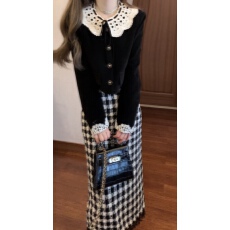 批发实拍#小香风<b class='q'>套装</b><b class='q'>千鸟格</b>半裙外套一整套连衣裙