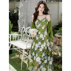 批发实拍#法式水溶<b class='q'>蕾丝</b>连衣裙两件套