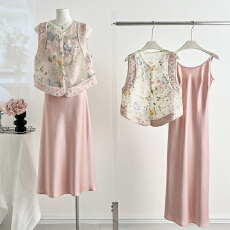 批发实拍新中式国风重工刺绣真丝<b class='q'>欧根纱</b>百搭马甲马夹提花宽松上衣女