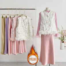 批发实拍新中式国风女装新款秋冬季立领刺绣改良加棉时尚亮片绣花马甲