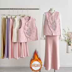 批发实拍新中式国风马甲高级感钉珠坎肩背心年秋冬外套刺绣马夹