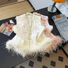 批发实拍高端新中式真鸵鸟毛马甲女<b class='q'>秋</b>冬外穿夹棉保暖背心坎肩国风加厚