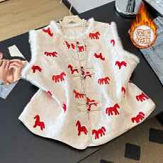 批发实拍新款新中式国风<b class='q'>女装</b>秋冬新款提花水貂毛坎肩马甲上衣外套