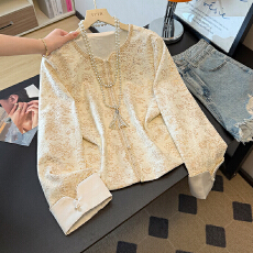 批发实拍新中式提花外套<b class='q'>女</b>2026<b class='q'>新款</b>国风高级感洋气时尚圆领长袖上衣