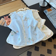 批发实拍春夏季新款新中式国风重工刺绣亮片钉珠<b class='q'>马甲</b>背心女高级感上衣