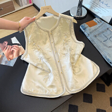 批发新中式国风重工钉珠<b class='q'>马甲</b>女2026春季新款高级感休闲气质减龄上衣韩