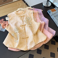 实拍复古重工绣花高级感新中式改良唐装新国风百搭女马夹新款外套