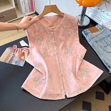 批发新中式国风蝴蝶钉珠刺绣马甲背心<b class='q'>女装</b>2026春季新款高级感上衣