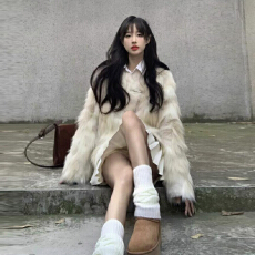 批发初梦POKEMENG 香草牛乳 飞机扣仿皮草显瘦毛毛外套冬季<b class='q'>甜美</b>上衣