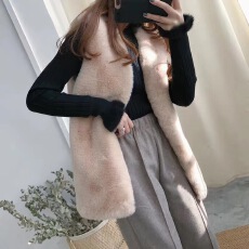 批发秋冬季新款<b class='q'>海宁</b>环保毛毛马甲中长款坎肩显瘦仿獭兔毛背心<b class='q'>皮草</b>外套
