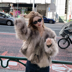 批发韩版皮草<b class='q'>时尚</b>环保狐狸高级皮草毛皮外套女冬年轻新款毛毛短款大衣