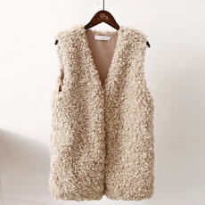 实拍羊卷毛马甲女冬季新款背心中长款皮草羊羔毛坎肩显瘦马夹外套