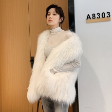 “简约OL大爱”狐狸毛环保皮草马甲女中长款外套口袋仿毛毛背心