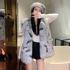 实拍秋冬新款仿狐狸毛皮草马甲女年轻时尚百搭背心坎肩雪狐外套