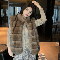 批发实拍 秋冬高级感时髦环保狐狸毛外套女时尚显瘦复古马甲仿皮草潮