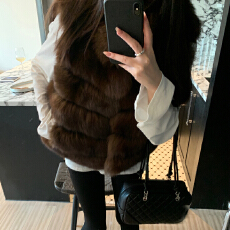 批发冬季韩版仿貂皮新款俄罗斯满天星银针环保紫貂马甲皮草外套大衣女