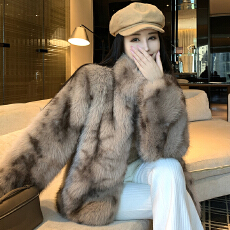 批发实拍 仿狐狸毛外套女<b class='q'>冬</b>季新款短款环保皮草 琥珀沙棕毛毛绒大衣