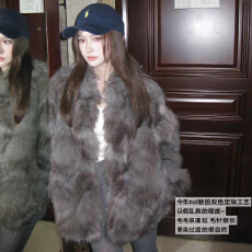 批发冬季新款双色晕染立领仿狐狸毛环保毛毛大衣<b class='q'>中长款</b>皮草外套女
