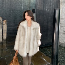 批发韩版新款冬季仿狐狸毛环保皮草外套皮毛一体女中长高级感毛毛大衣