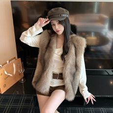 批发<b class='q'>实拍</b>韩版冬季狐狸毛毛皮草外套V领马甲外套气质高级感环保皮草女