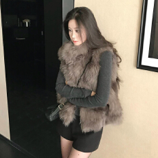 板栗可可Bankelili'韩冬女云朵马甲'环保毛皮草年轻款百搭马甲女