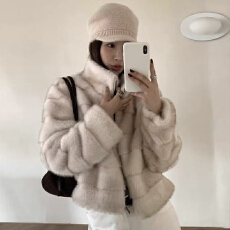 立领环保毛毛外套女韩版冬季新款复古仿貂毛气质加厚环保皮草上衣