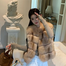 批发冬季<b class='q'>韩版</b>新款年轻版进口沙金狐狸毛皮草马甲女环保毛毛马甲外套