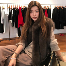 批发<b class='q'>韩版</b>时髦叠穿芬兰仿蓝狐背毛立领竖排皮草冬季新款短款马甲外套